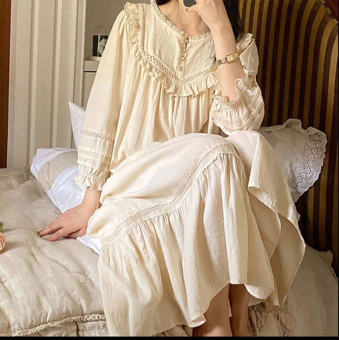 Cotton  Night gown, Victorian style, long, Gift Ideas For Her Tartarian Treasures & Trinkets