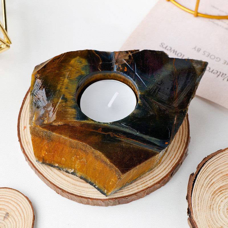 atural Stone gemstone  candle holders 5inch wide 1 inch tall , Tigers Eye- Tartarian Treasures & Trinkets