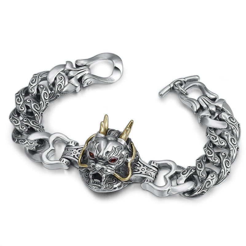 S925 Sterling Silver Men's Detailed Design Bracelet Tartarian Treasures & Trinkets