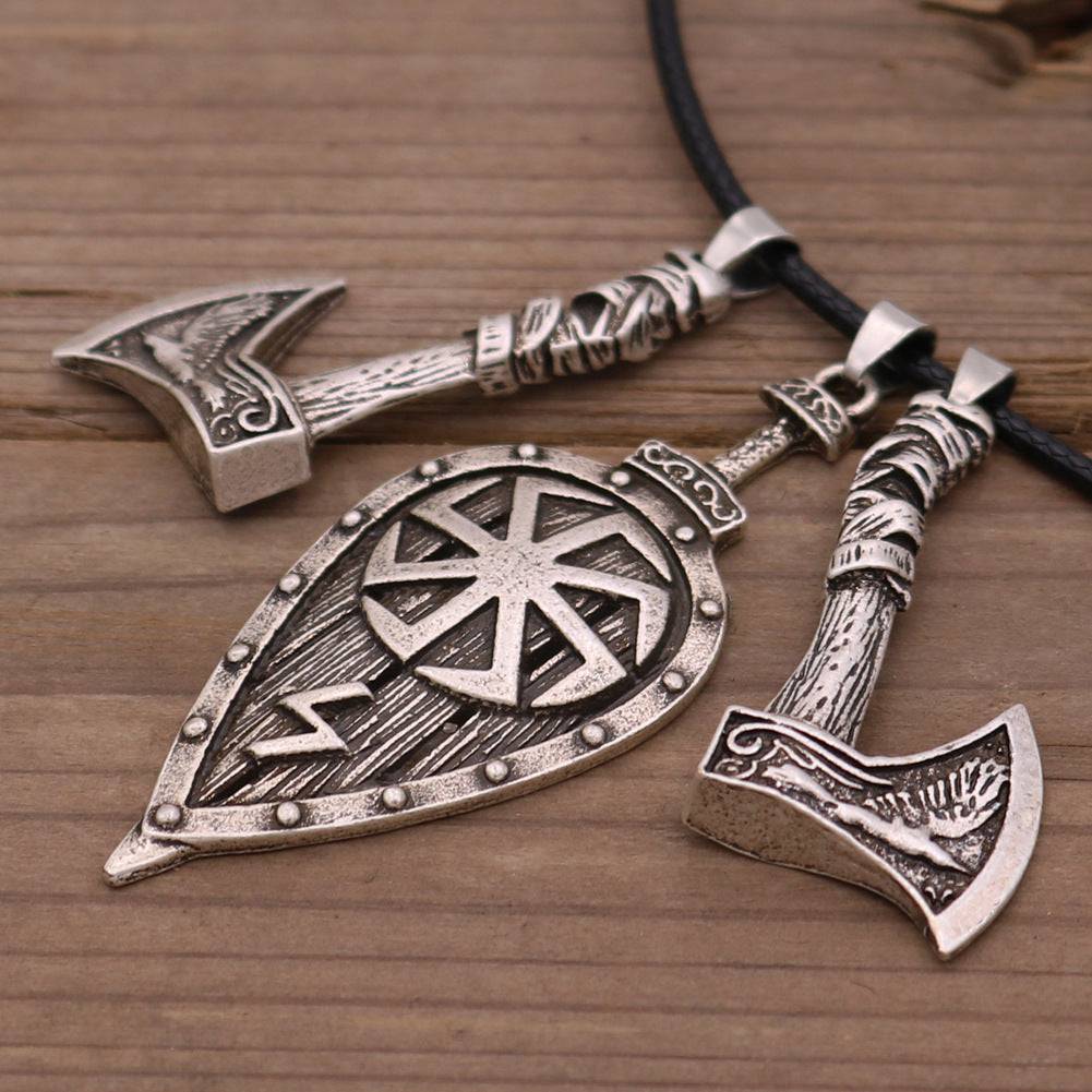 Viking Double Axe and Leaf Necklace Rune Pendant - Tartarian Treasures & Trinkets