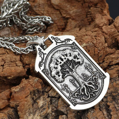 Celtic Wolf Odin Pendant World Tree Men's Necklace Jewelry Long Pendant - Tartarian Treasures & Trinkets