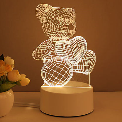 3d teddy bear holding heart -LED light, table lamp, Tartarian Treasures & Trinkets 