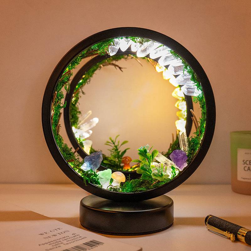 Natural Crystal  Gemstone Forest Garden  Ecological Atmosphere Round Night Light - Tartarian Treasures & Trinkets