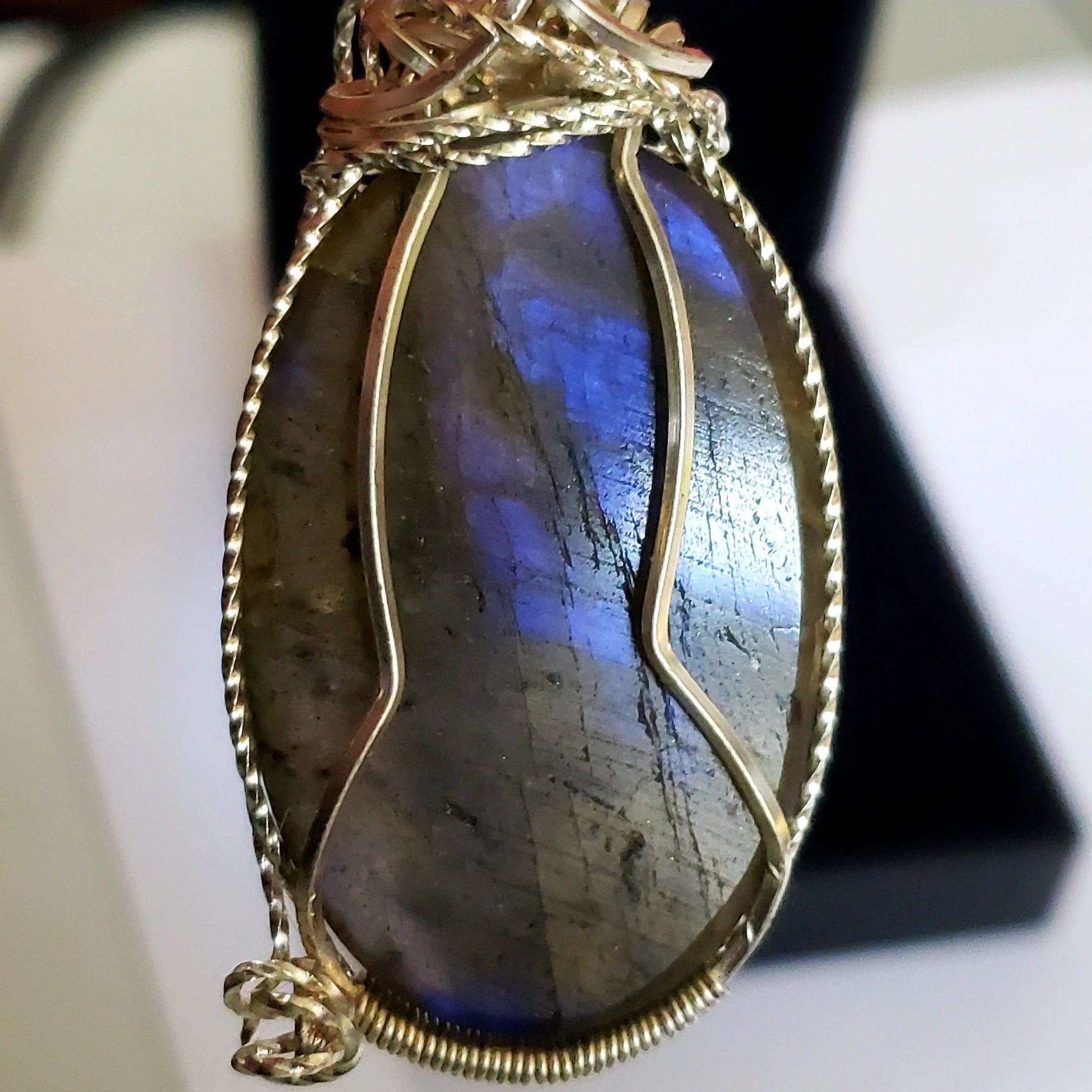 Back side- Rare, Purple Labradorite Pendant, 125ct,large  925 silver chain,Handmade,VERES Celtic Designs 