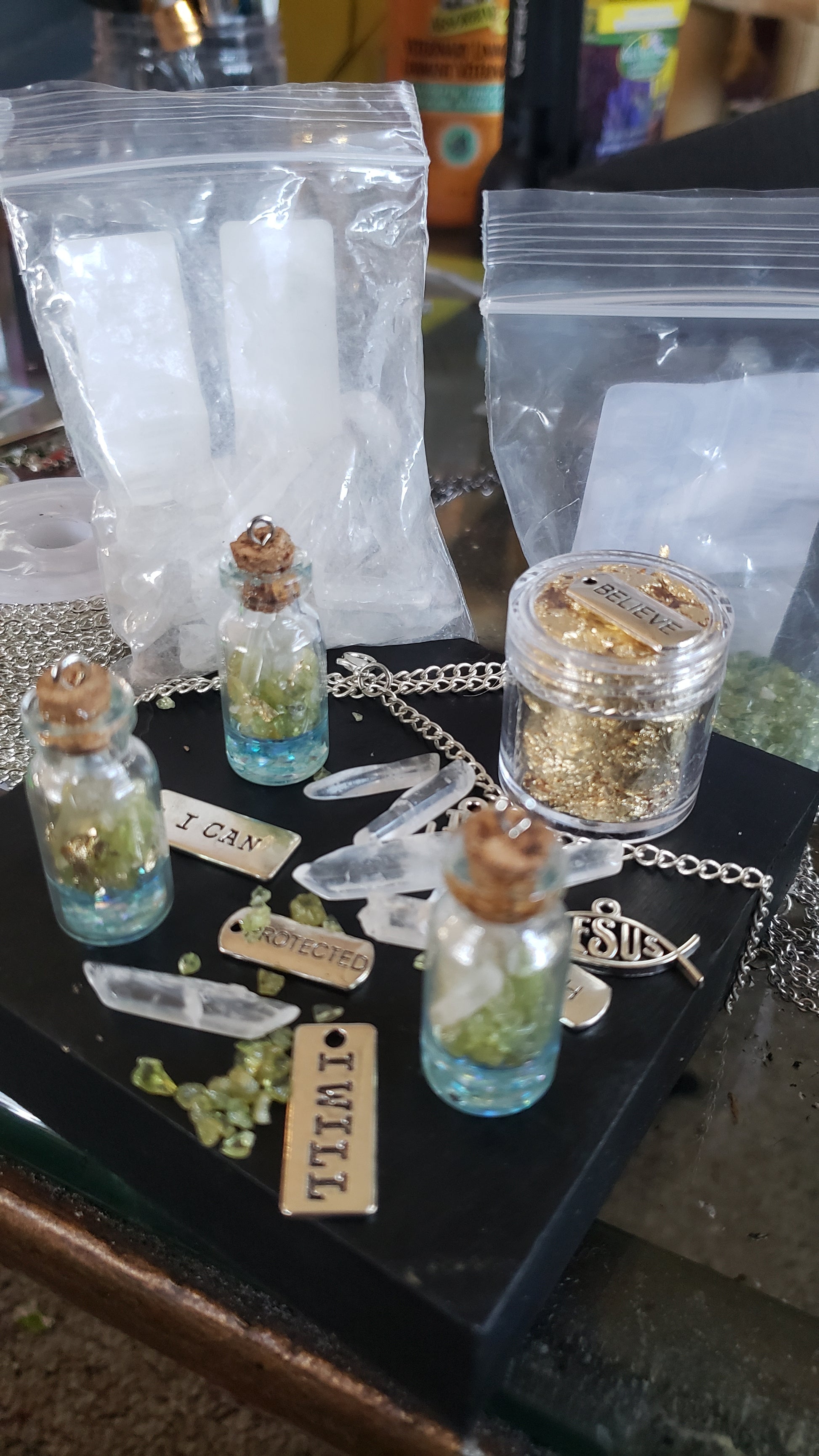 Handmade Peridot & Quartz Gemstone Wish Bottles-VERES Celtic Designs Original - Tartarian Treasures & Trinkets