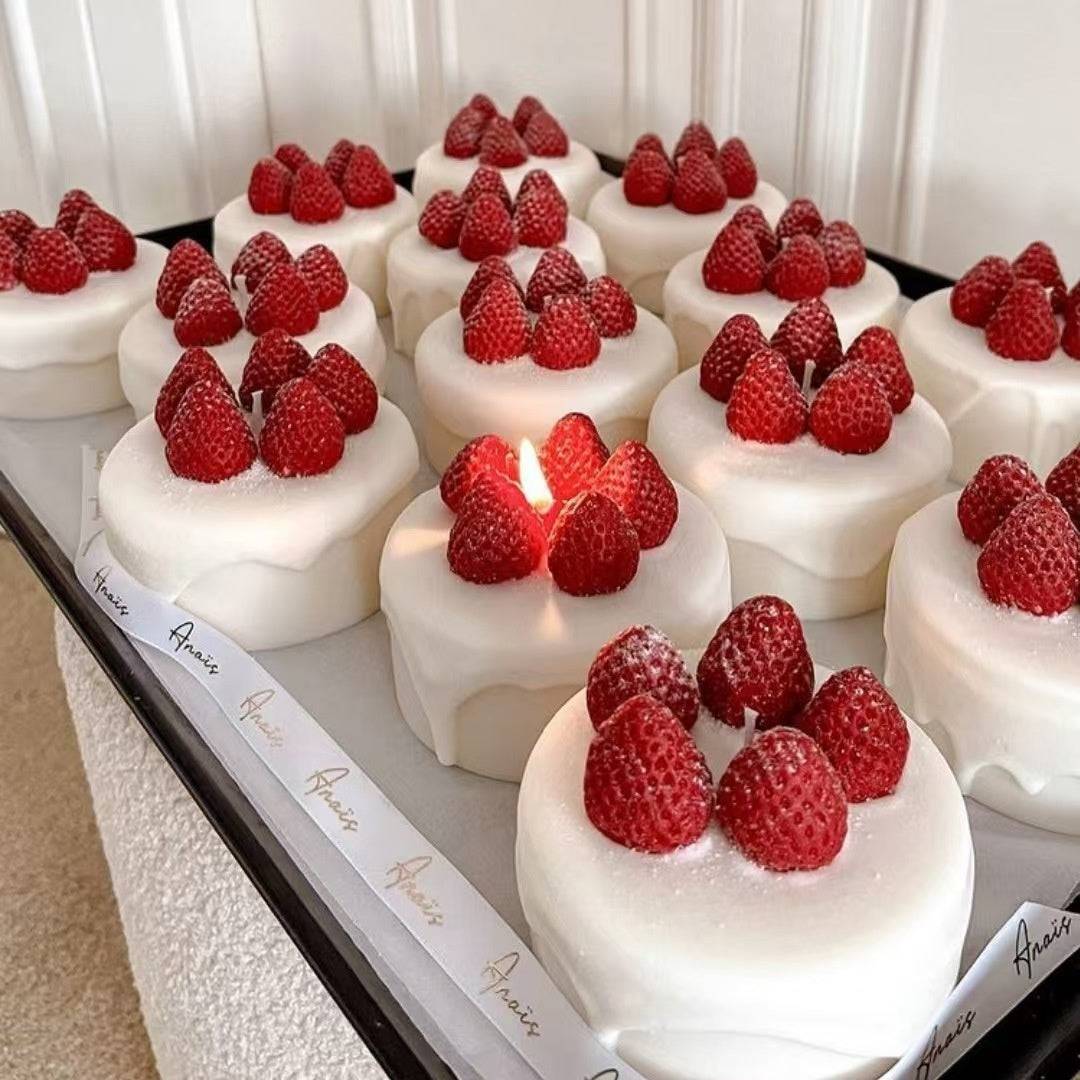 Handmade Strawberry Cake Candles- Tartarian Treasures & Trinkets 