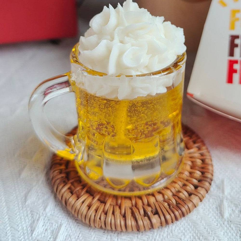 Glass Mug, Realistic Clear  Beer Candles with foam on top-Tartarian Treasures & Trinkets 