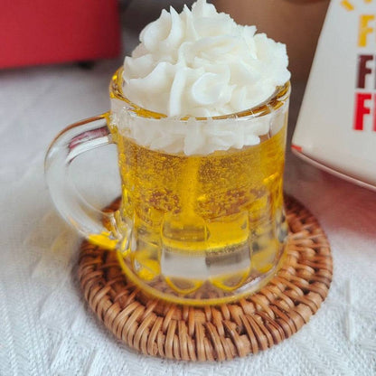 Glass Mug, Realistic Clear  Beer Candles with foam on top-Tartarian Treasures & Trinkets 