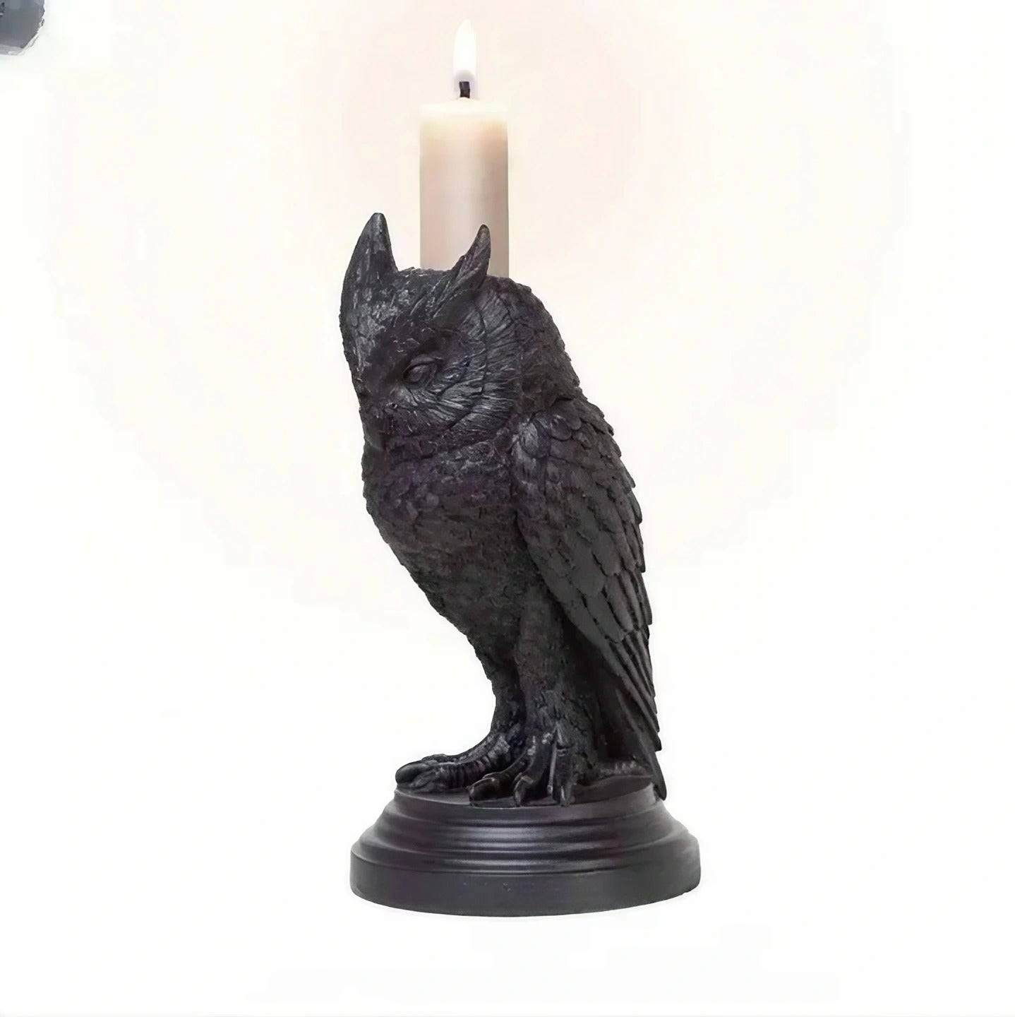 Medieval-Viking-Taper Raven-Owl Candle Holders-Home Decor Gift Ideas - Tartarian Treasures & Trinkets