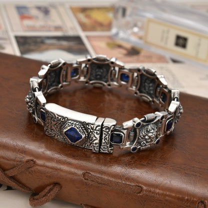 Mens 925 Sterling Silver LION Zircon Bracelet Tartarian Treasures & Trinkets