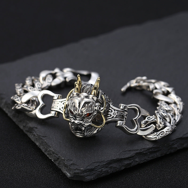 S925 Sterling Silver Men's Detailed Design Bracelet Tartarian Treasures & Trinkets