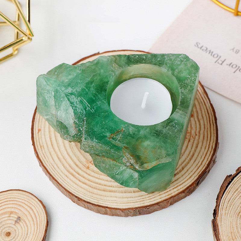 atural Stone gemstone  candle holders 5inch wide 1 inch tall ,  green calcite,-Tartarian Treasures & Trinkets