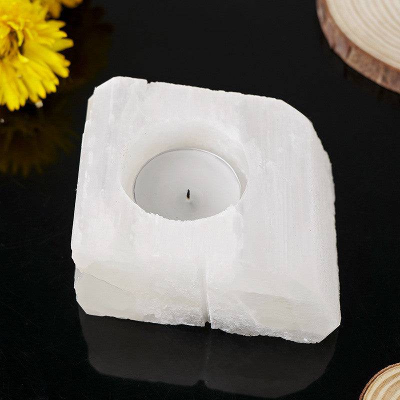 atural Stone gemstone  candle holders 5inch wide 1 inch tall ,  white Quartz, -Tartarian Treasures & Trinkets