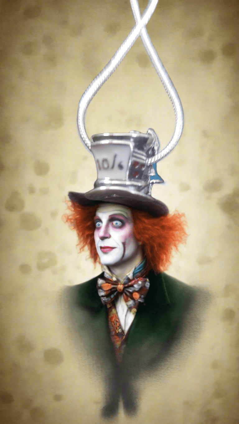 Photo showing mad hatter wearing the hat charm witty AI photo 