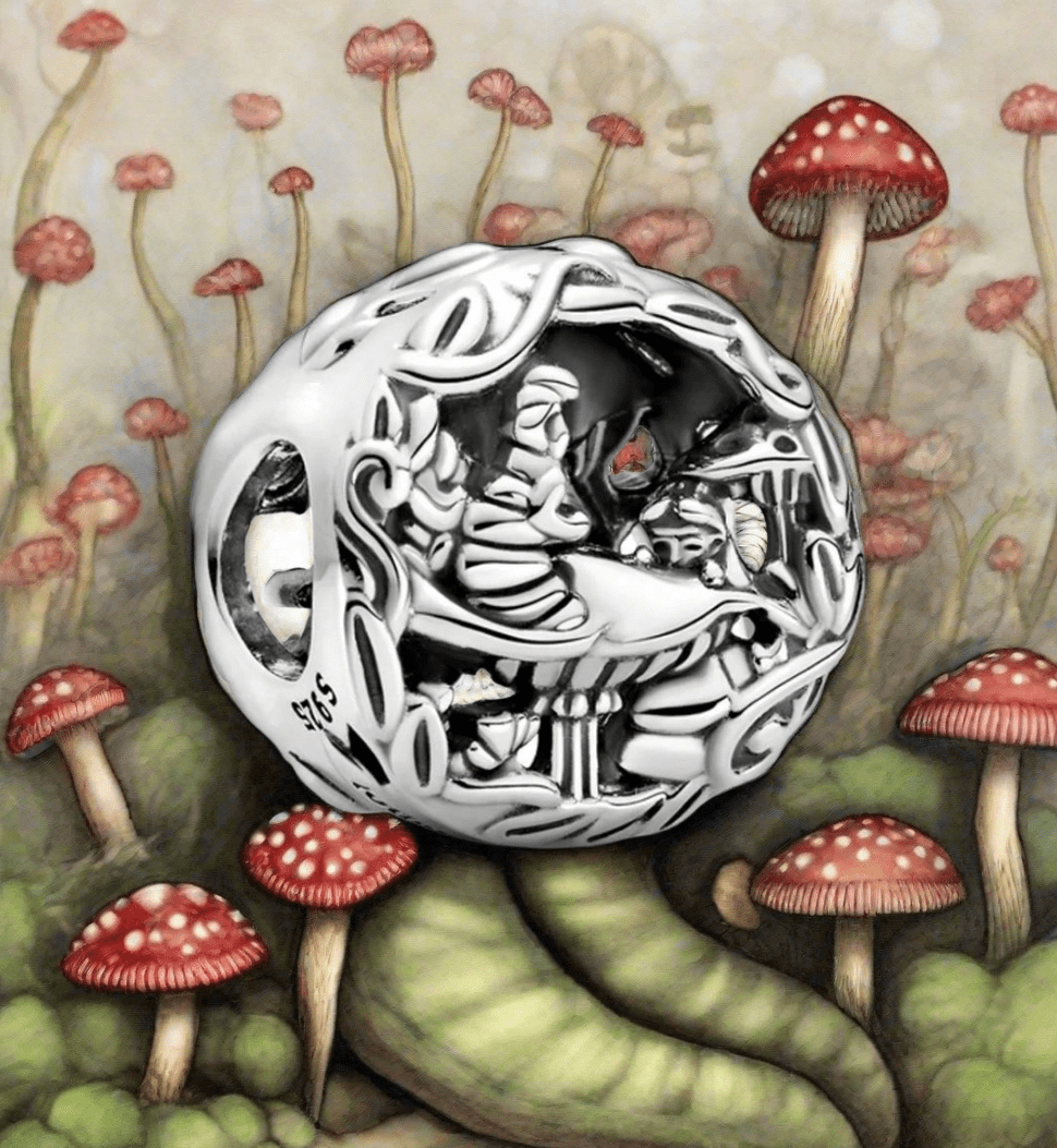 Limited Edition 925 Silver-Alice Wonderland Charms-Caterpillar- Cheshire Cat-Mad Hatter Teacup ! Incl- 22 inch 925 Silver Snake Chain. - Tartarian Treasures & Trinkets