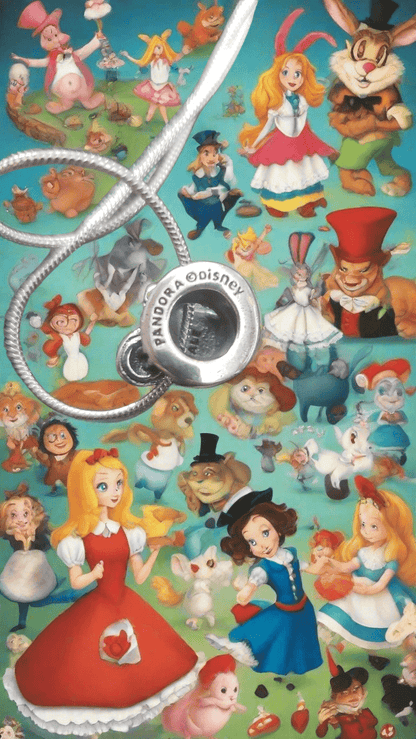 Alice in wonderland charms photo showing Pandora  and 925 silver stamps