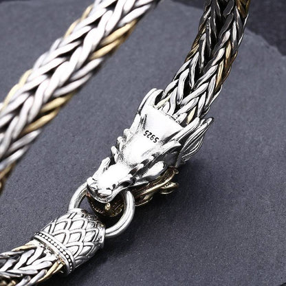 925 Sterling Silver Dragon-Mens Thick  Solid Handmade Faucet Woven Bracelet Unique gift for him - Tartarian Treasures & Trinkets