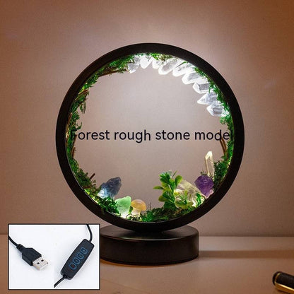 Natural Crystal  Gemstone Forest Garden  Ecological Atmosphere Round Night Light - Tartarian Treasures & Trinkets