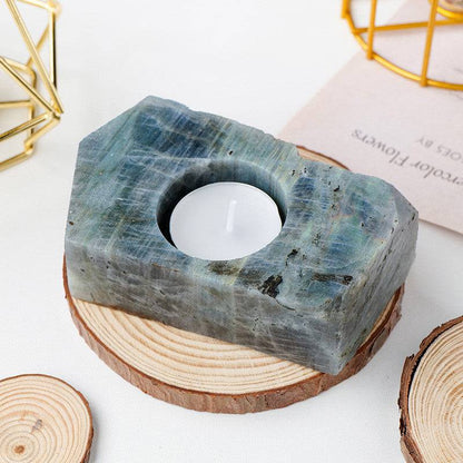 atural Stone gemstone  candle holders 5inch wide 1 inch tall , labradorite,  Tartarian Treasures & Trinkets