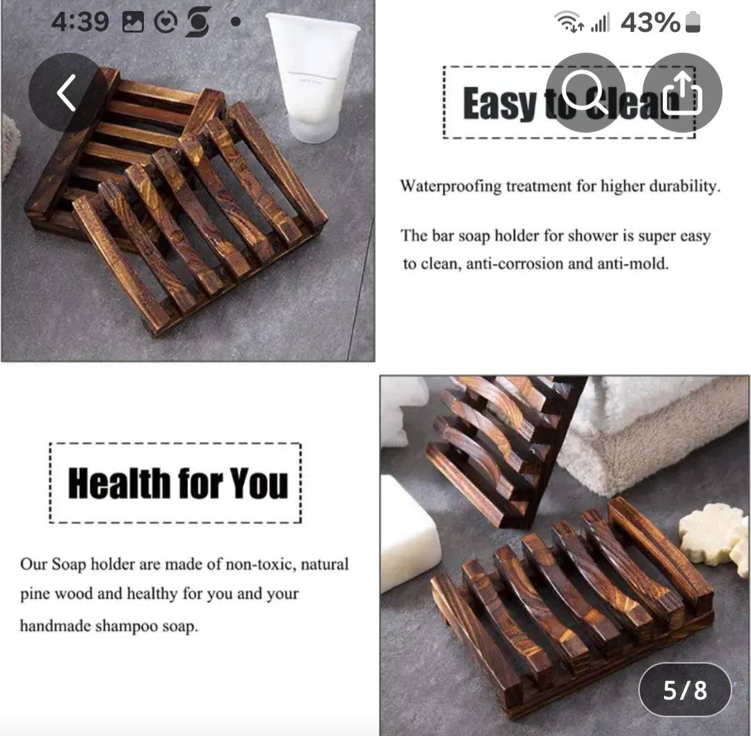 Photo of high quality  Wooden Soap Drying rack -included in ALL SPA Soap GIFTBASKETS to preserve integrity of Soaps - BeTTerSkin Holistics 