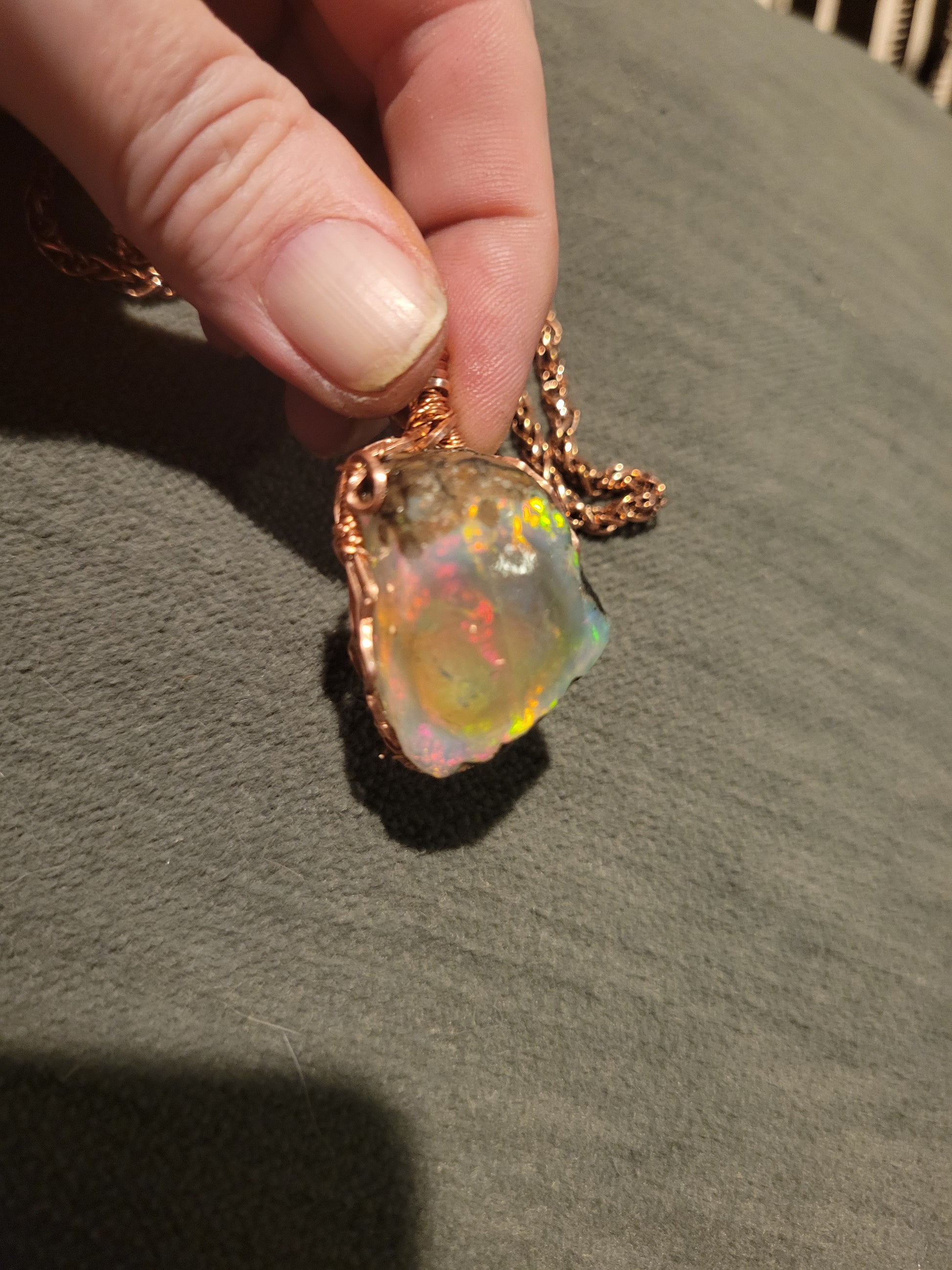 Ultra RARE- 75ct Large  Rough Raw Ethopian Opal Handmade Copper Pendant w Matching 5mm Chain- VERES Celtic Designs Original - Tartarian Treasures & Trinkets