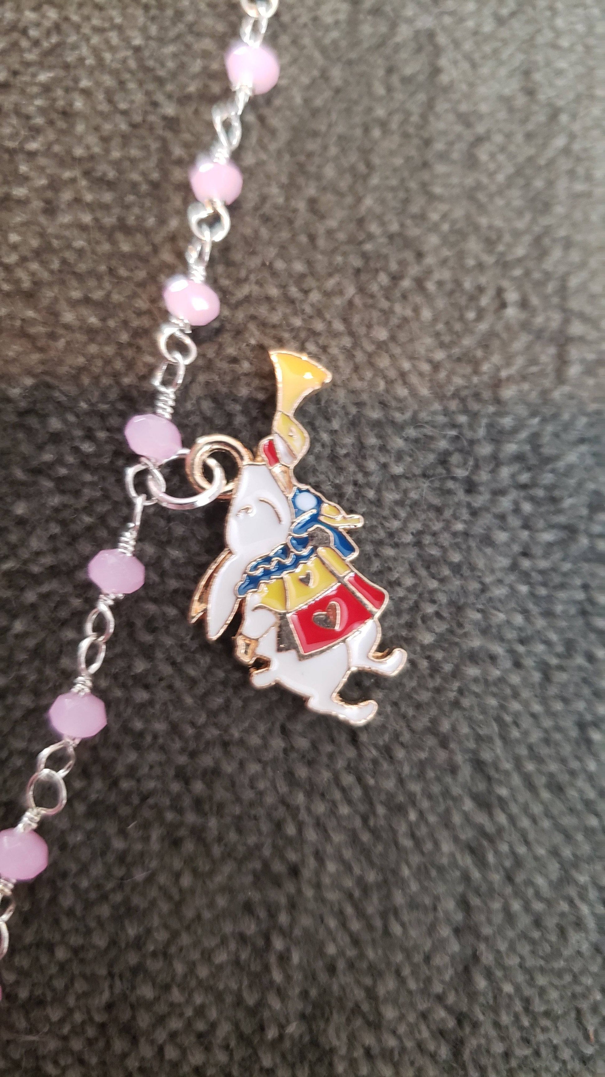 Alice in wonderland Handmade  Colored Enamel Charm necklace