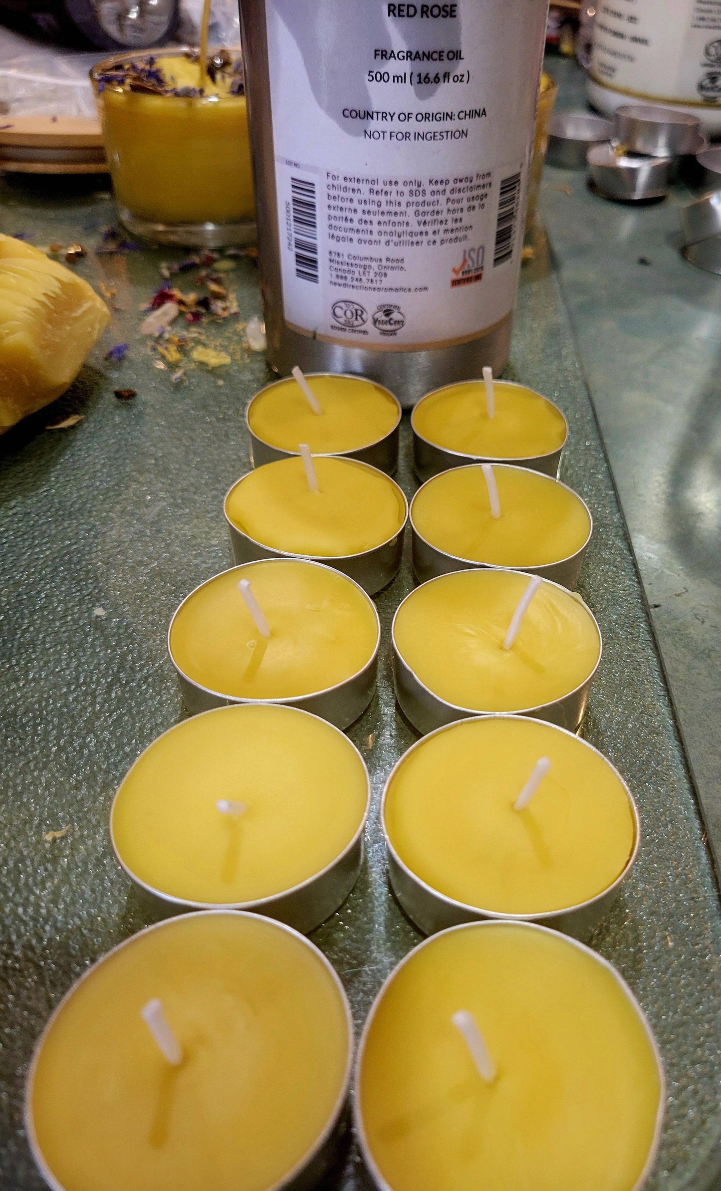 TEALIGHT BEESWAX  CANDLES-Handmade Red Rose Scented Candles - Tartarian Treasures & Trinkets