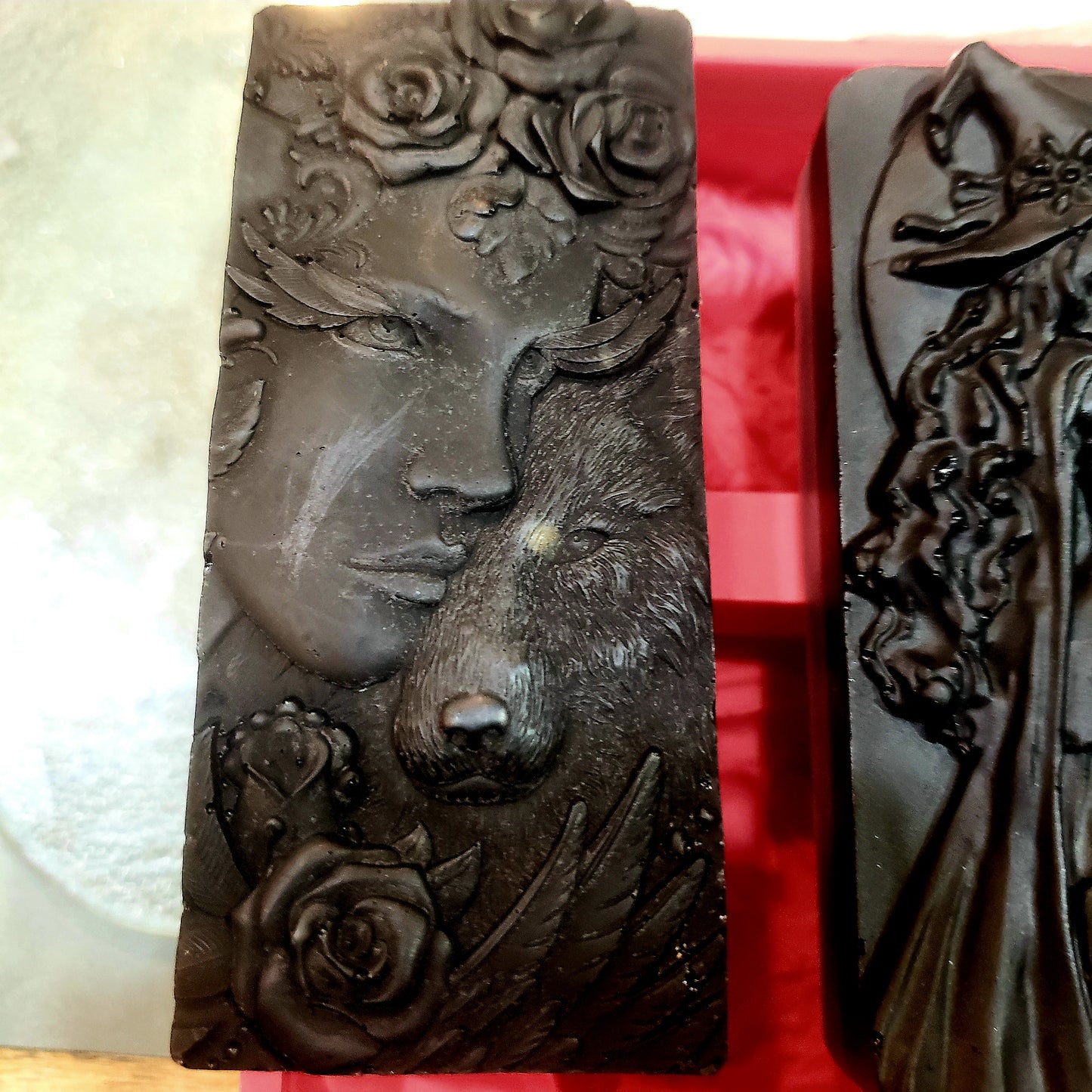 Two Activated Charcoal Soaps|Infused w RAW Honey Tussah Silk & Shea Butter| 2 sided Soaps-4 piece Set - Tartarian Treasures & Trinkets