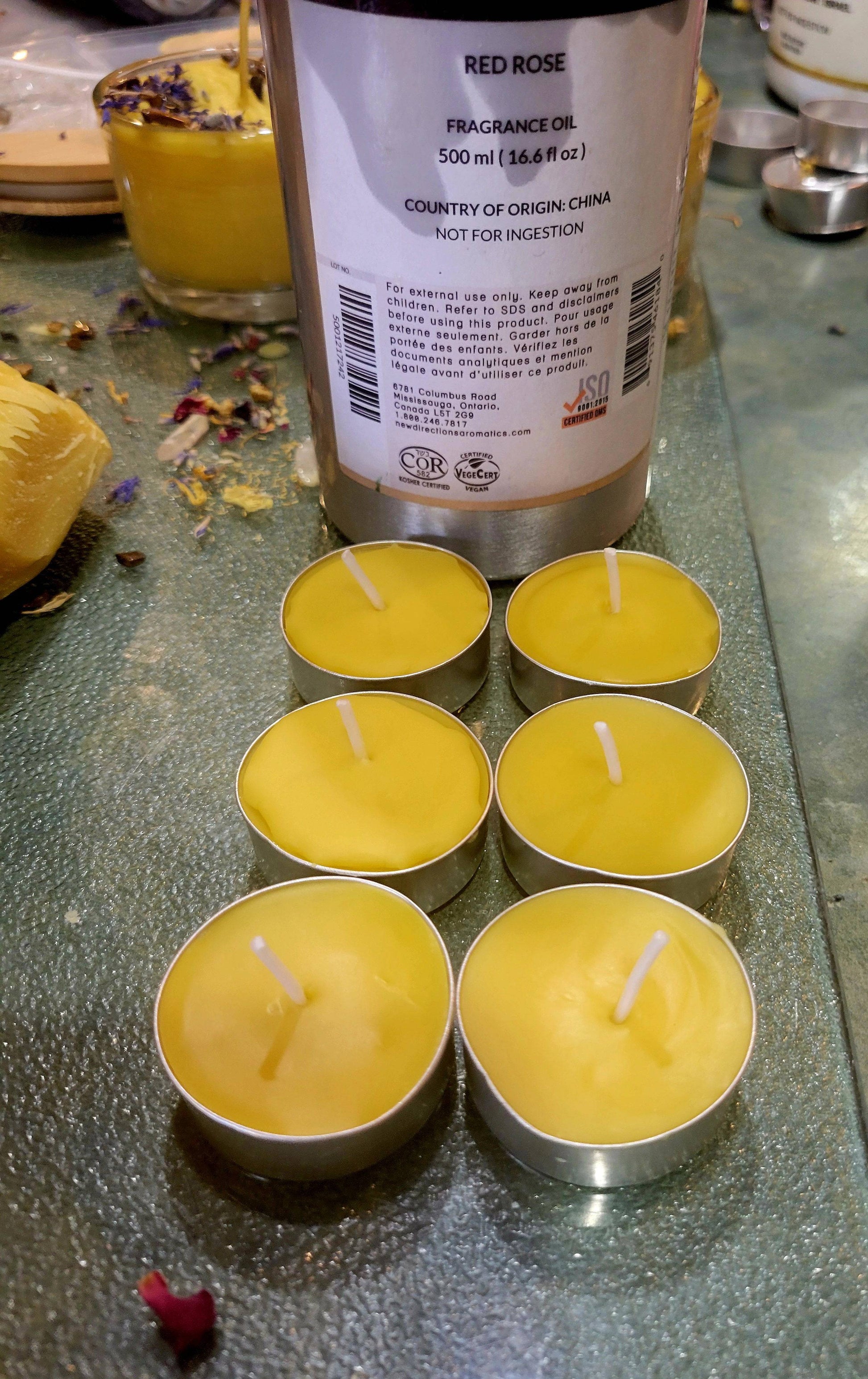 TEALIGHT BEESWAX  CANDLES-Handmade Red Rose Scented Candles - Tartarian Treasures & Trinkets